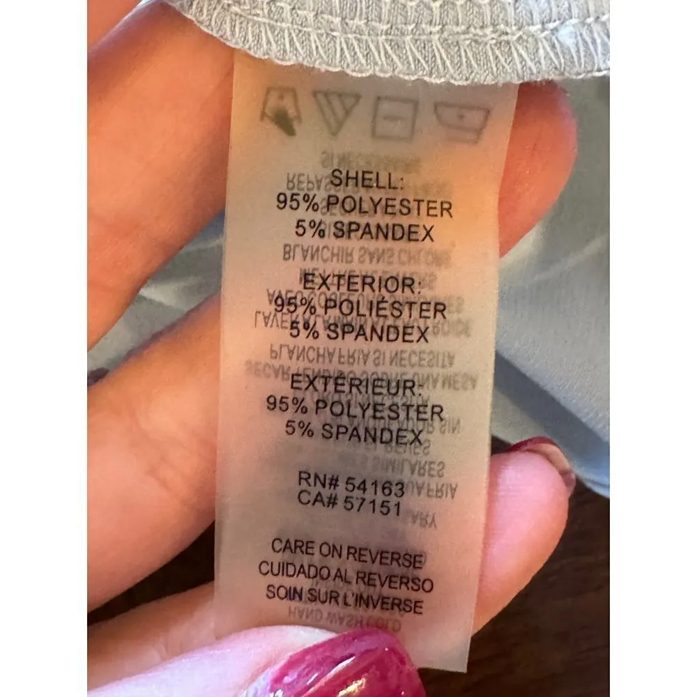 Karl Lagerfeld Heavenly Blue Bow Pleated Detail Short Sleeve Top Size S - Image 10