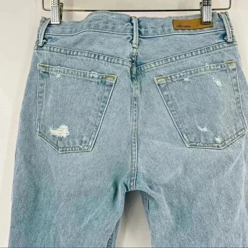 Grlfrnd Helena Straight‎ Jeans Women's 25 Blue High Rise Button Fly Distressed - Image 7