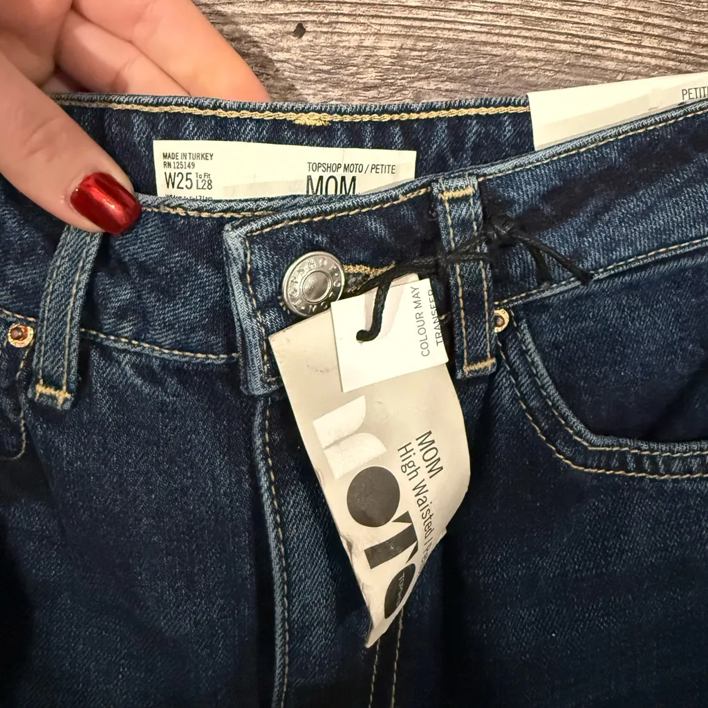 Topshop High Waisted Petite Mom Jeans - Image 5
