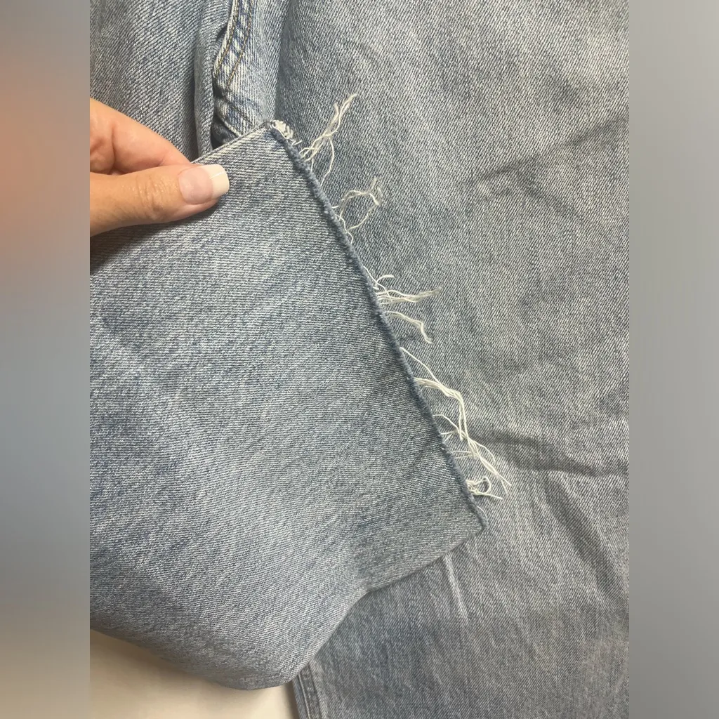 NEW Agolde criss cross button fly cropped raw hem wide leg denim jeans size 27 - Image 7
