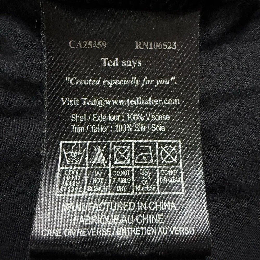 Ted Baker Silk Blouse XS Babydoll Tie Belt Shirt Pleated Silk Flutter Sleeve Top - Image 5