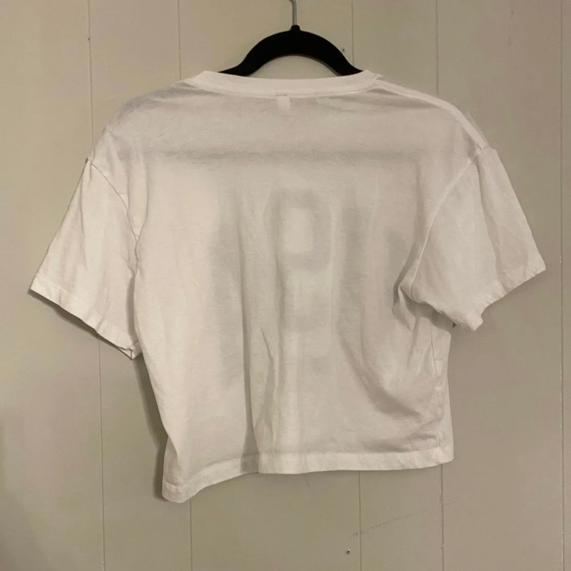 Ideal T USA Red White Blue Flag White Short Sleeve Cropped Tee T - Image 3