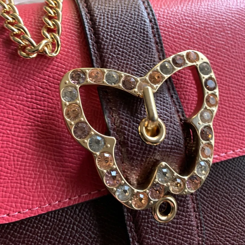 Authentic COACH LEATHER COLORBLOCK crystal butterfly flap Crossbody - Image 2