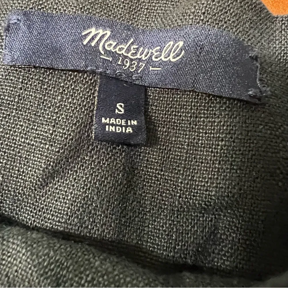 Madewell Black 100% Linen Embroidered Wander Mini Dress Black small blue red - Image 7