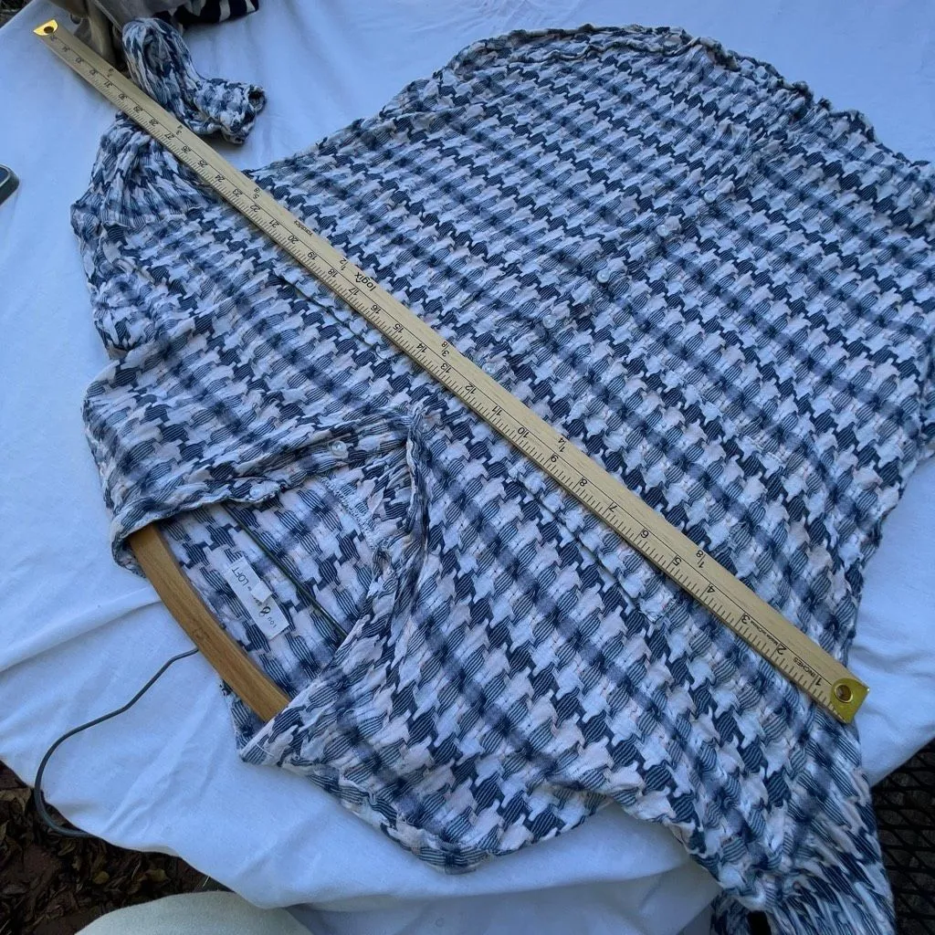 Lou & Grey LOFT houndstooth tie front cotton shirt - Image 8