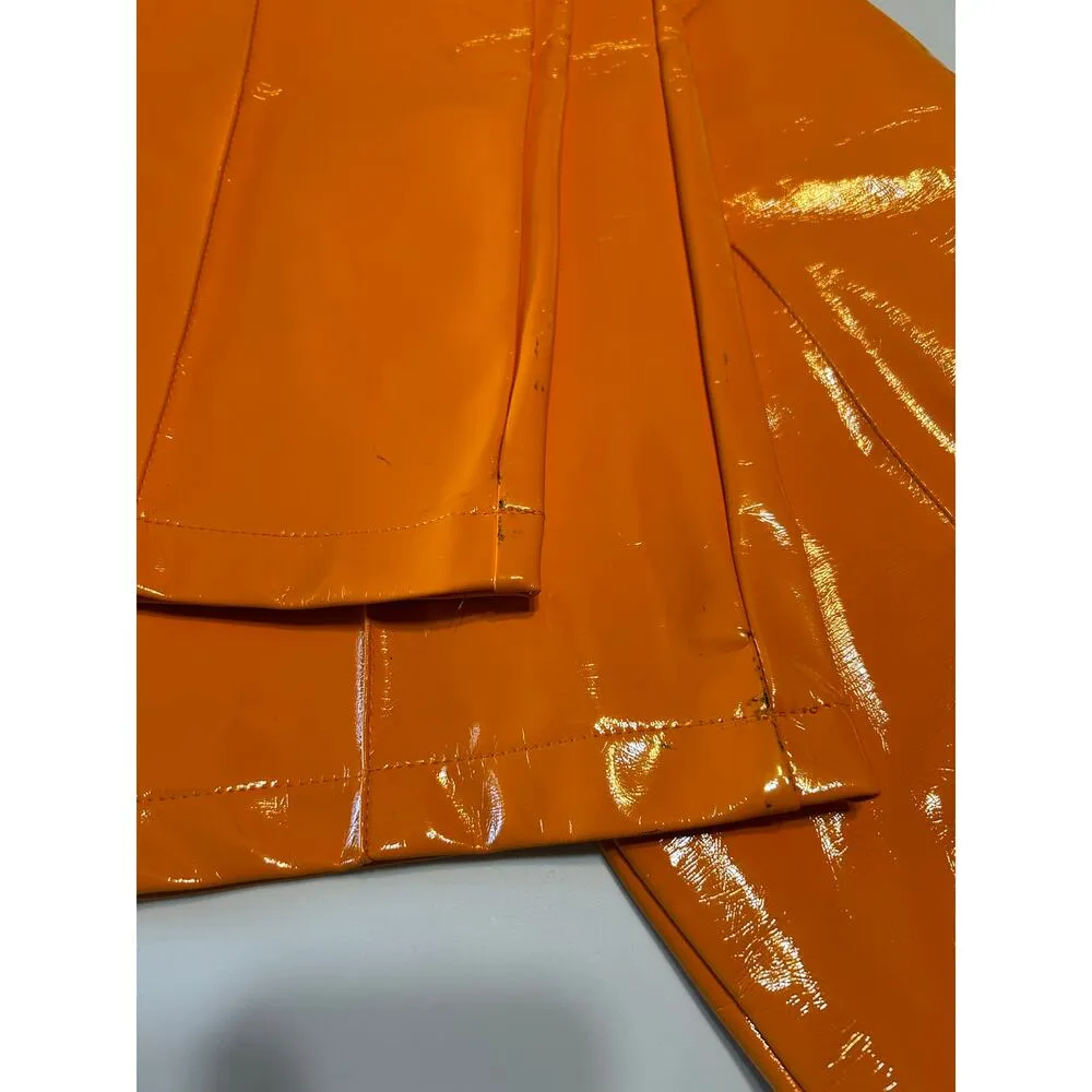 The Ragged Priest Orange Faux Patent Leather Straight Leg Pants - Image 4