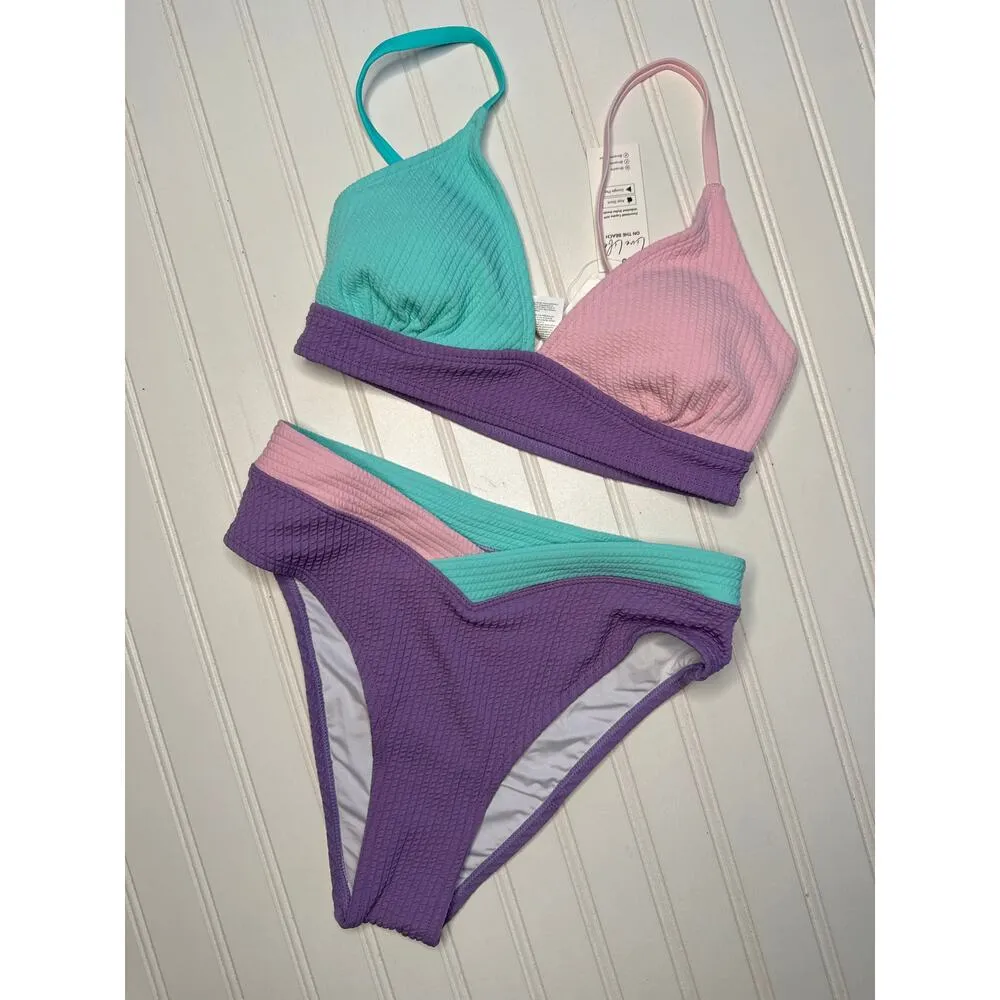 NWT Cupshe Tie-Dye Wash Textured Scoop Neck Top & High Waist Bikini Bundle Sz S - Image 6