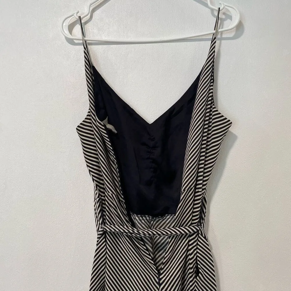H&M Black & White Striped Maxi Dress with Belt | Size M - Image 7