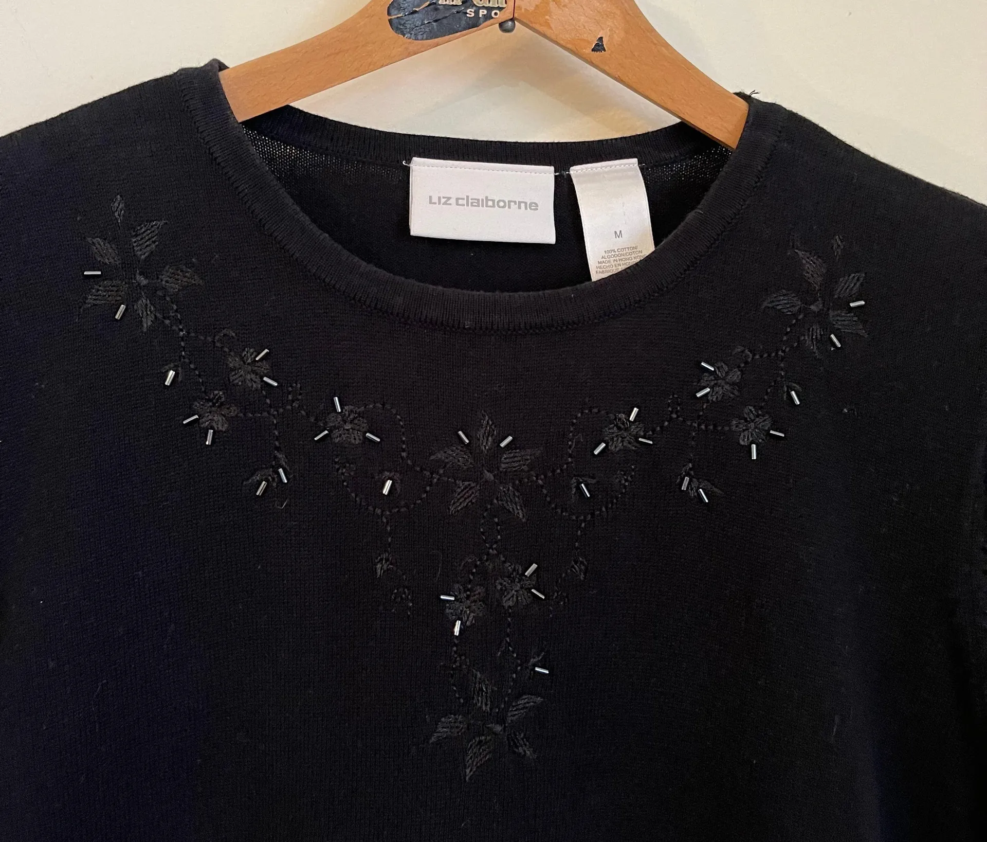 90s  Beaded Embroidered Babydoll Knit Top - Image 4