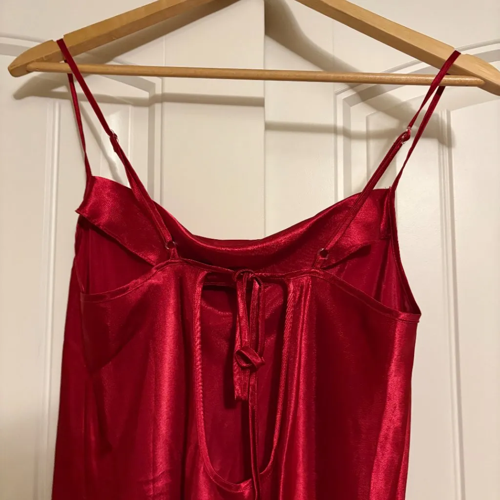 Gilligan & O'Malley Slip Dress Red Medium Satin Midi Length Party Cocktail Shiny - Image 3