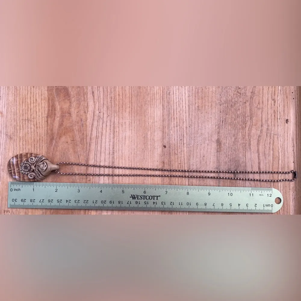 Aragonite Stone Clay Necklace Handmade pendant Boho artisan Brown - Image 2