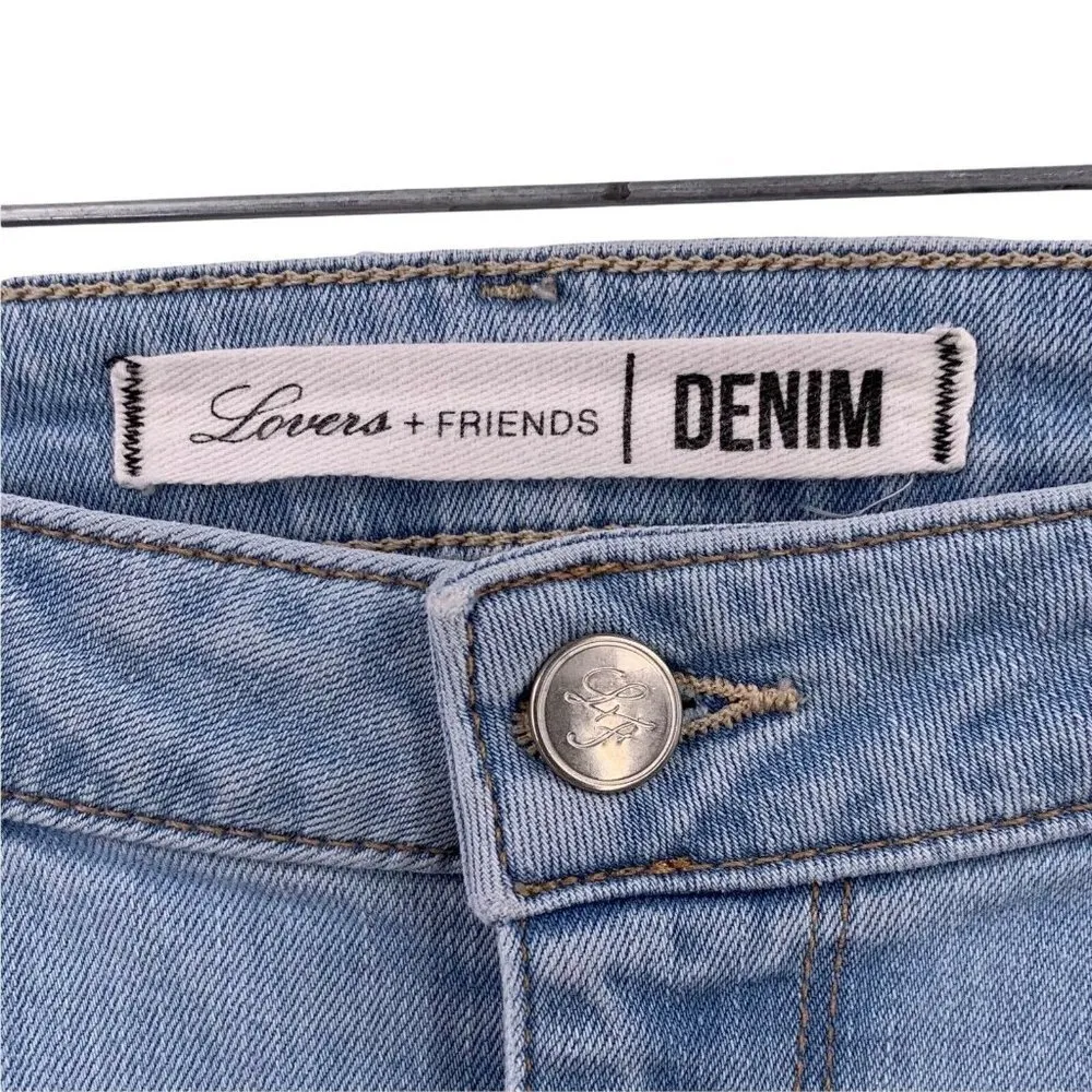 Lovers + Friends Mason High Rise Skinny Jeans Light Wash Raw Hem Size 30 - Image 5