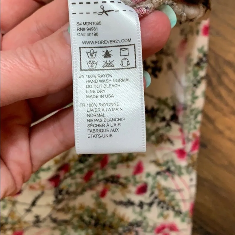 Vintage Forever 21 Floral Cream Shirt Dress - Image 3