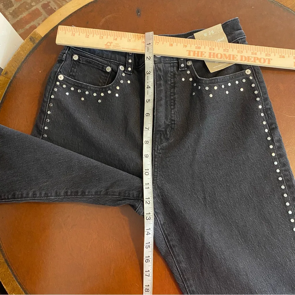 NWT Madewell Limited-Edition Drop: The‎ Studded '90s Straight Jean size 26 black - Image 8