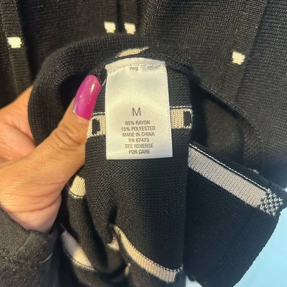 Black Lnit Dress with White Accents - Image 4