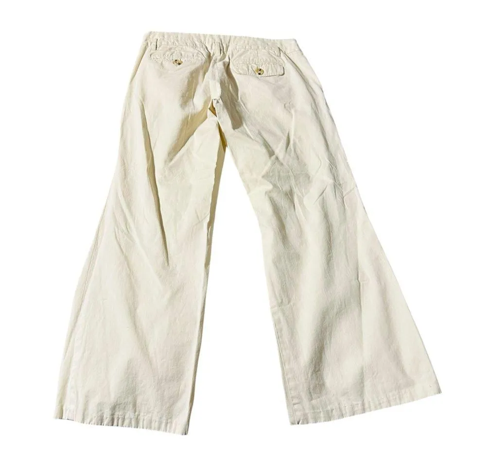 Banana Republic women's size 8 100% cotton wide leg pants, cream colored - Image 2