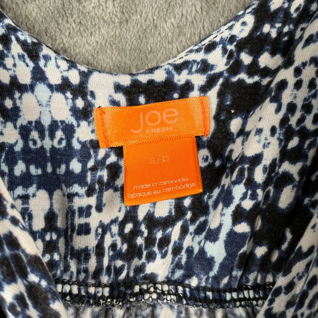 Joe Fresh Sundress Women’s Small Blue White Tie Dye Boho Beach Flowy V Neck - Image 3