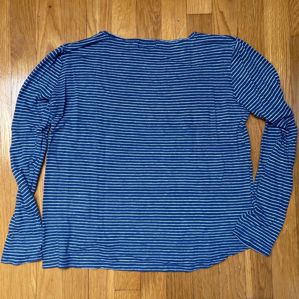 Blue and White Striped Long Sleeve Top - Image 2