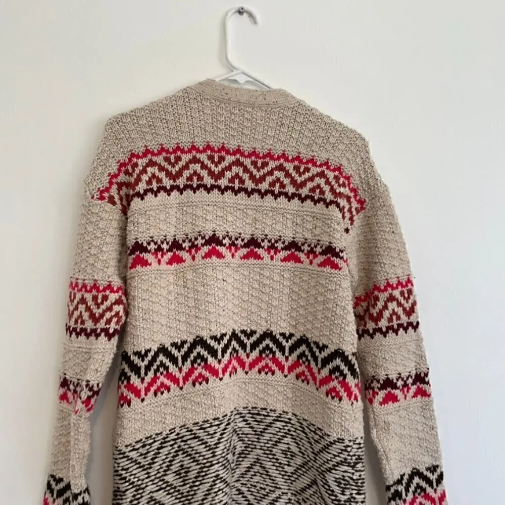 MAURICES Cream Beige Brown Pink Geometric Fair Isle Duster Long Cardigan Sweater - Image 15