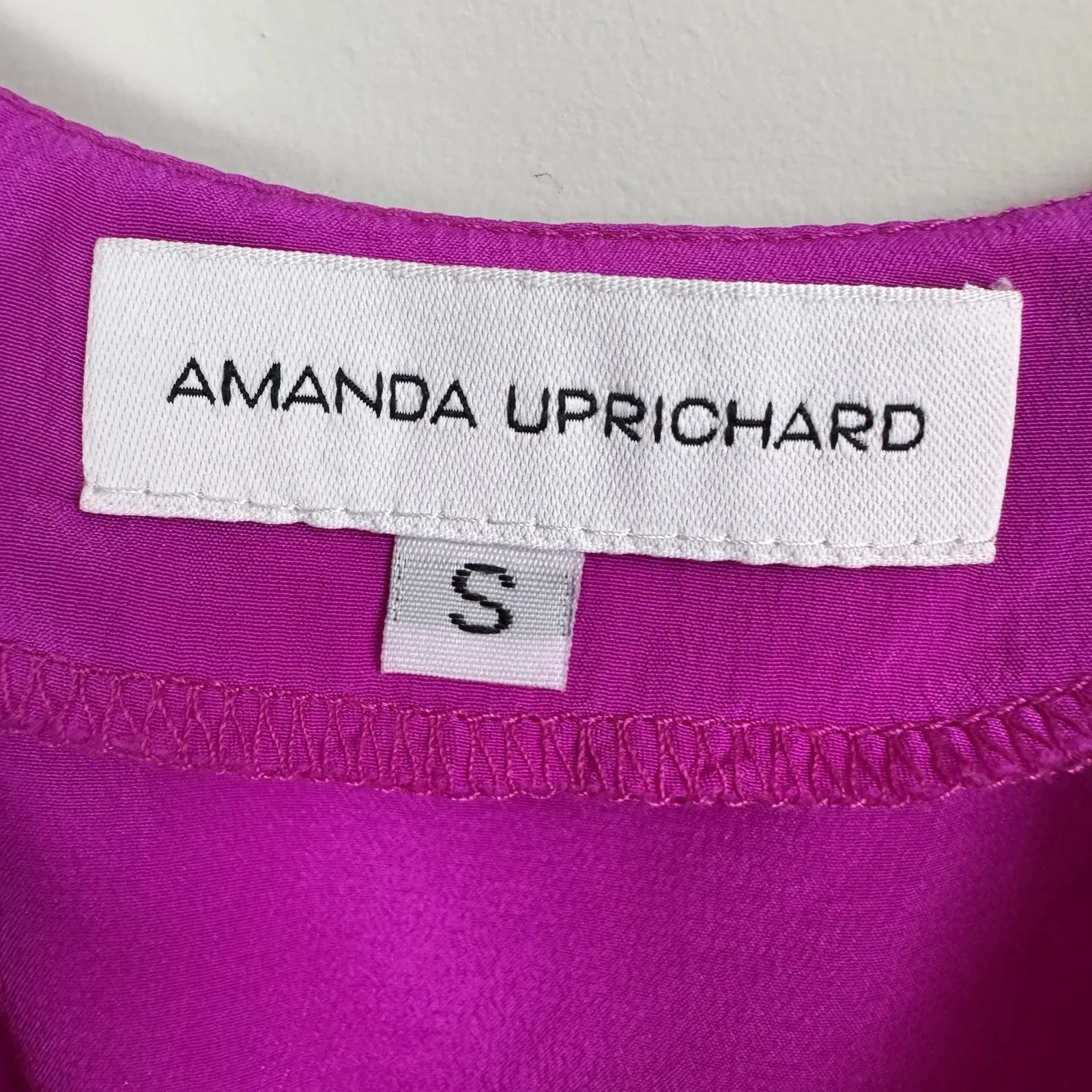 Amanda Uprichard 100% Silk V-Neck Top  Blouse Pink‎ Ruffle Accents Sz S - Image 4