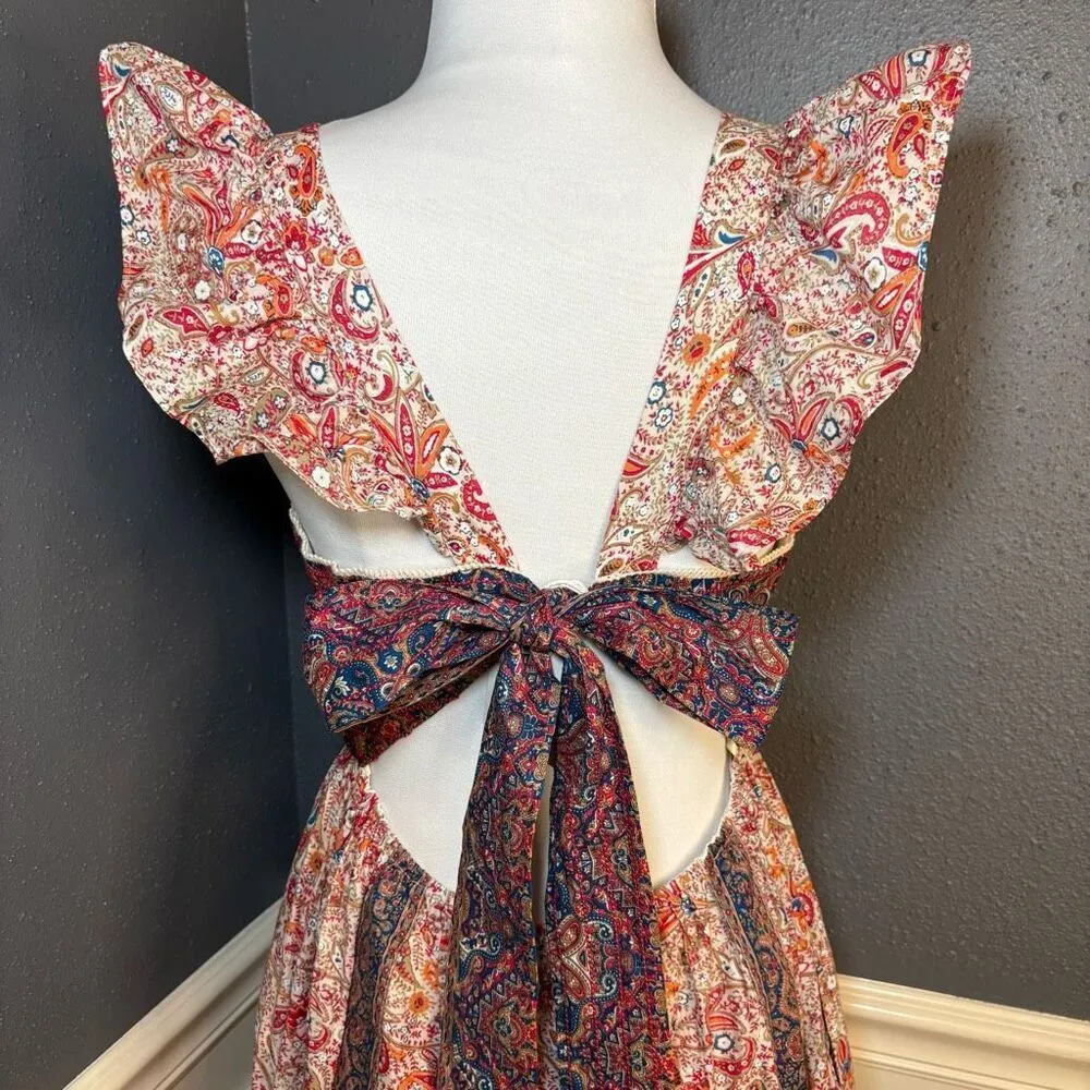 Haute Hippie Flutter Sleeve Twin Print Flounce Hem Floral Maxi Dress - Image 8