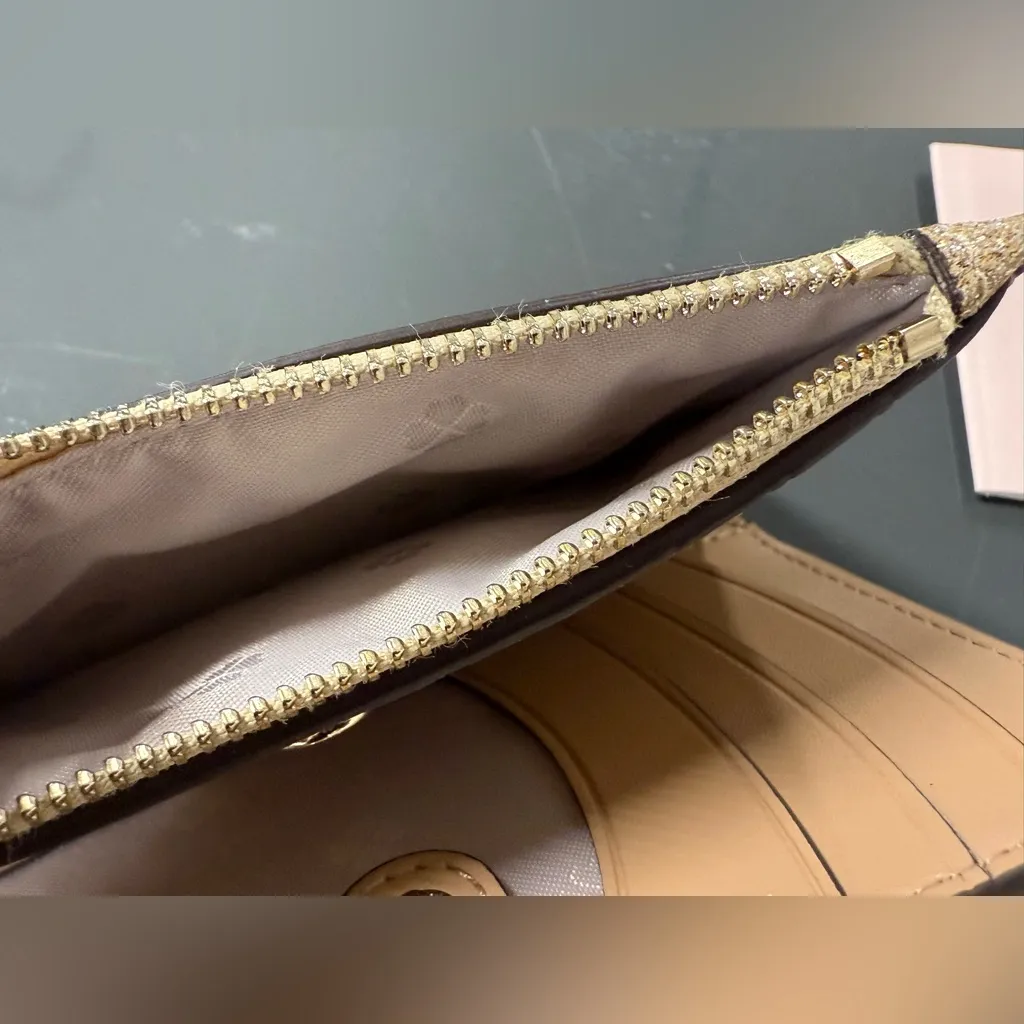 Kate Spade Burgess Court Small Slim Bifold Wallet Glitter Palegold Gold - Image 8