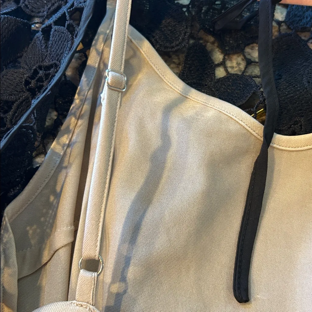 En Crème Black Crochet Bell Sleeve Open Back Mini Dress Size Medium NWT - Image 9