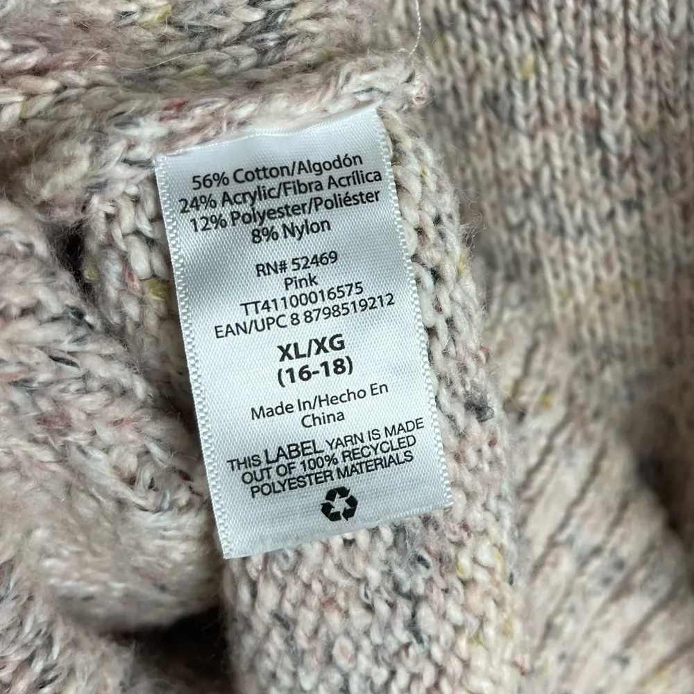 Juniors XL Confetti Cable Knit Sweater Blush Pink Neutral Time And Tru Holiday - Image 8