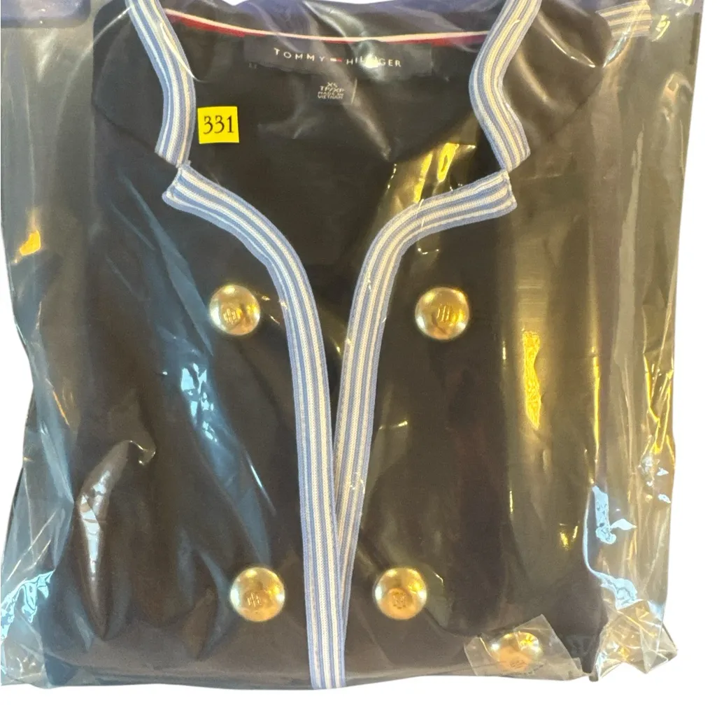 Tommy Hilfiger Soft Navy Blue Band Jacket with‎ Light Blue Trim - Image 7