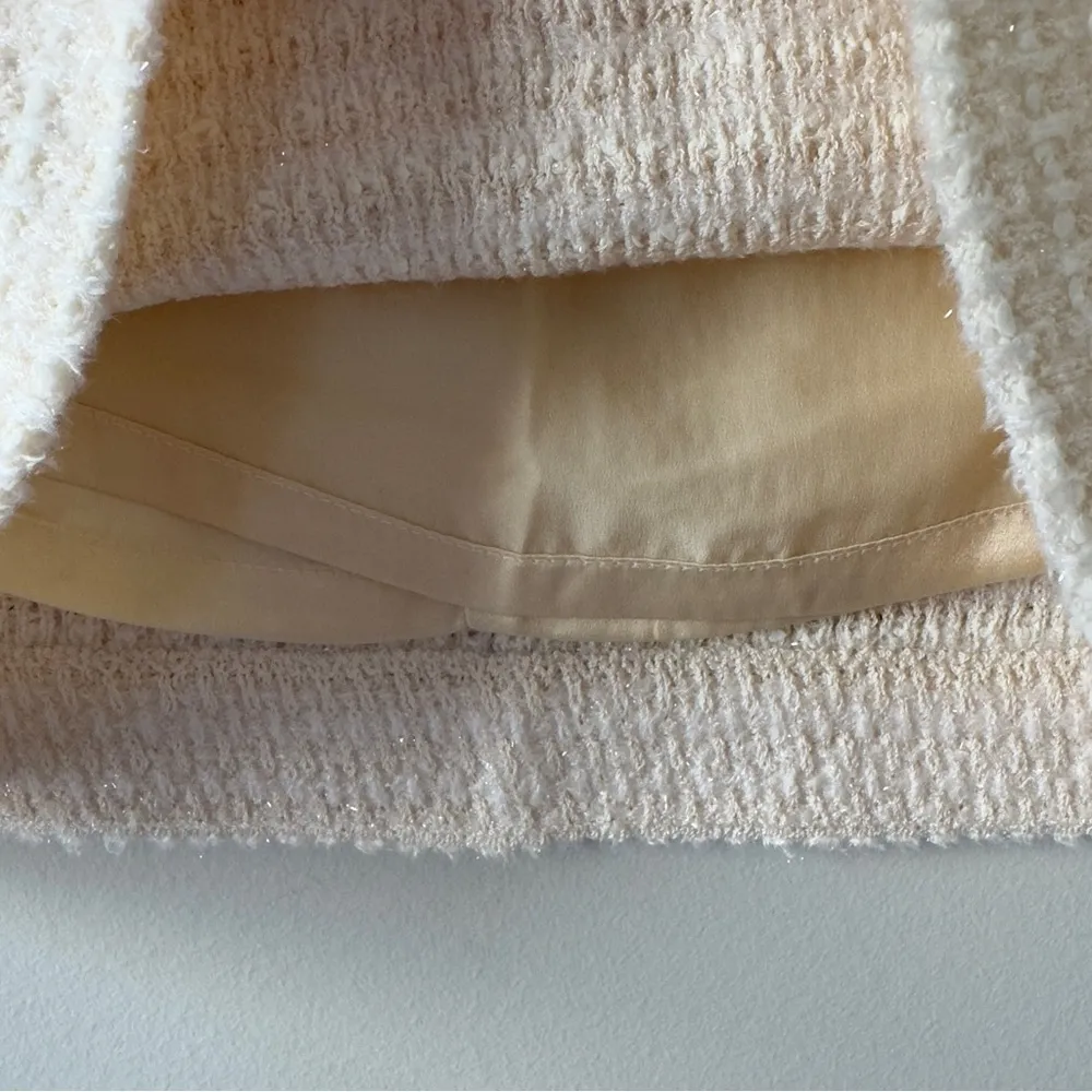 St. John Wool Blend Silk Lined Evening Skirt Knit Sparkly Zipper Zip Up Side 10 - Image 6