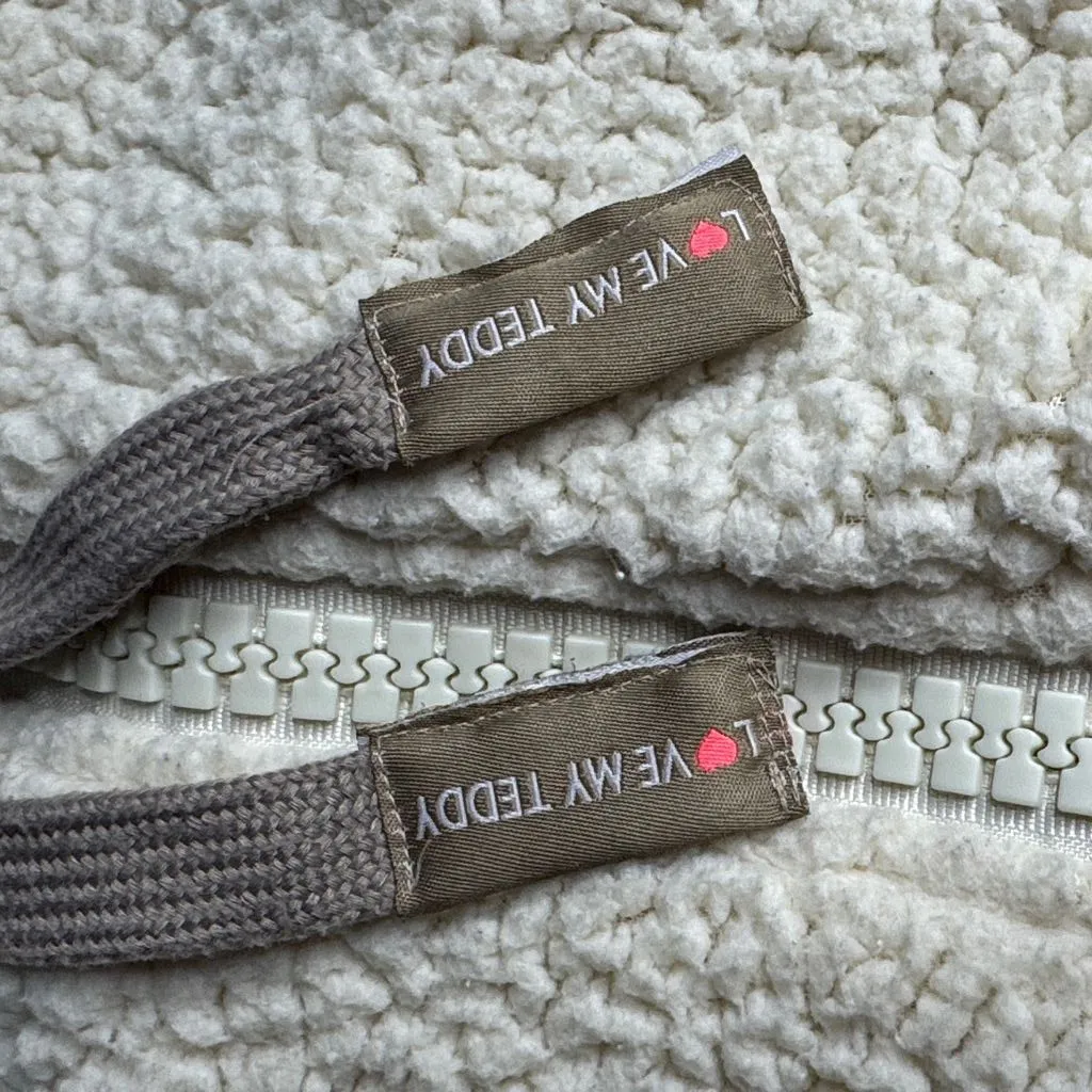 Tipsy Inc. Cream I Love My Teddy Zip Up Hoodie Size L - Image 4