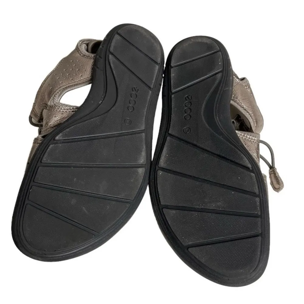 ECCO Bluma Toggle Sandals Metallic Shine Elastic Laces Womens Size 39 US 8-8.5 - Image 4