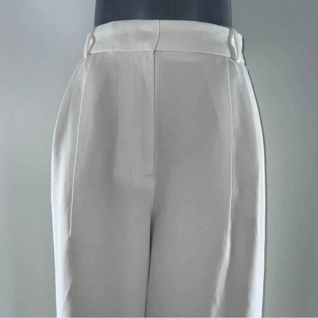 Abercrombie & Fitch Off-White/Cream Curve Love Wide Leg Pleated Front Pants-16 - Image 2