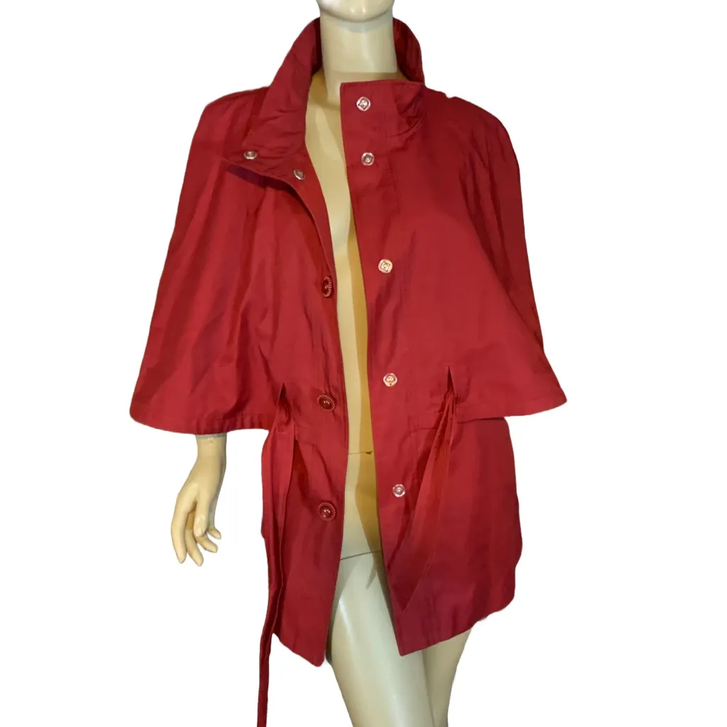 BETSEY JOHNSON RED SNAP BUTTON CAPE JACKET (XL) - Image 7