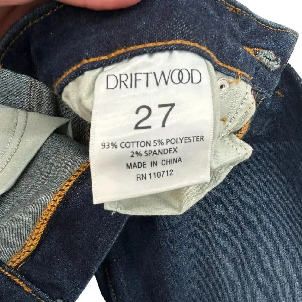 Driftwood Amelia Dark Blue Jeans Cropped Straight Studded Raw Hem‎ Jeans Size 27 - Image 13