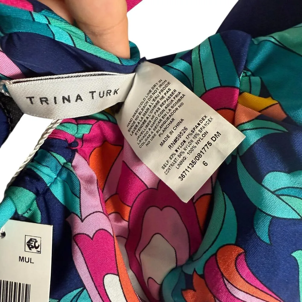 Trina Turk India Garden Floral Print One-Piece Plunge Swimsuit Size 6 - Image 11