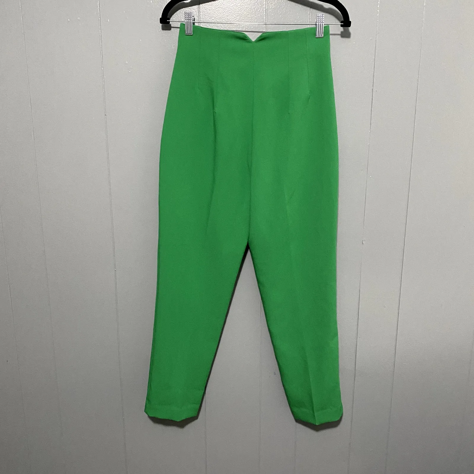 Zara Green Pants With a High Waist Straight Leg Classic Minimalist Office S - Image 4