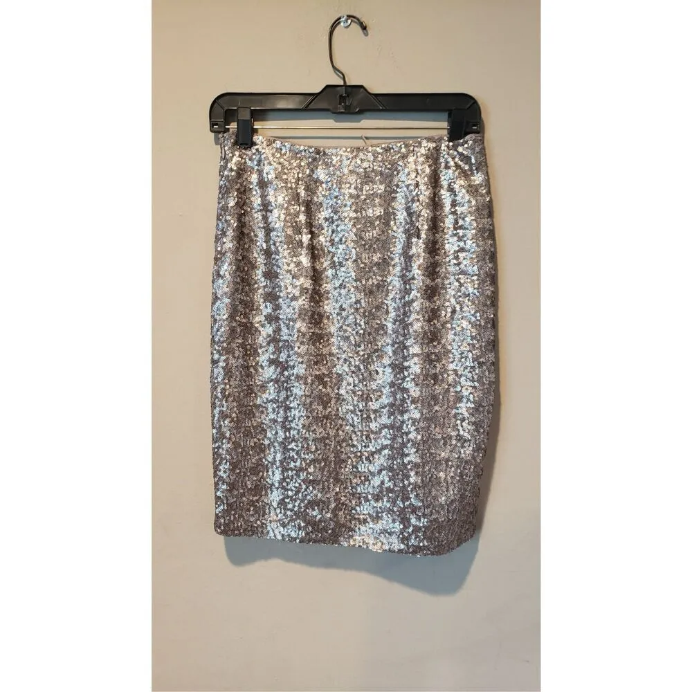 BANANA REPUBLIC HERITAGE SILVER GOLD SEQUIN PENCIL SKIRT - Size 0. New with tags - Image 4