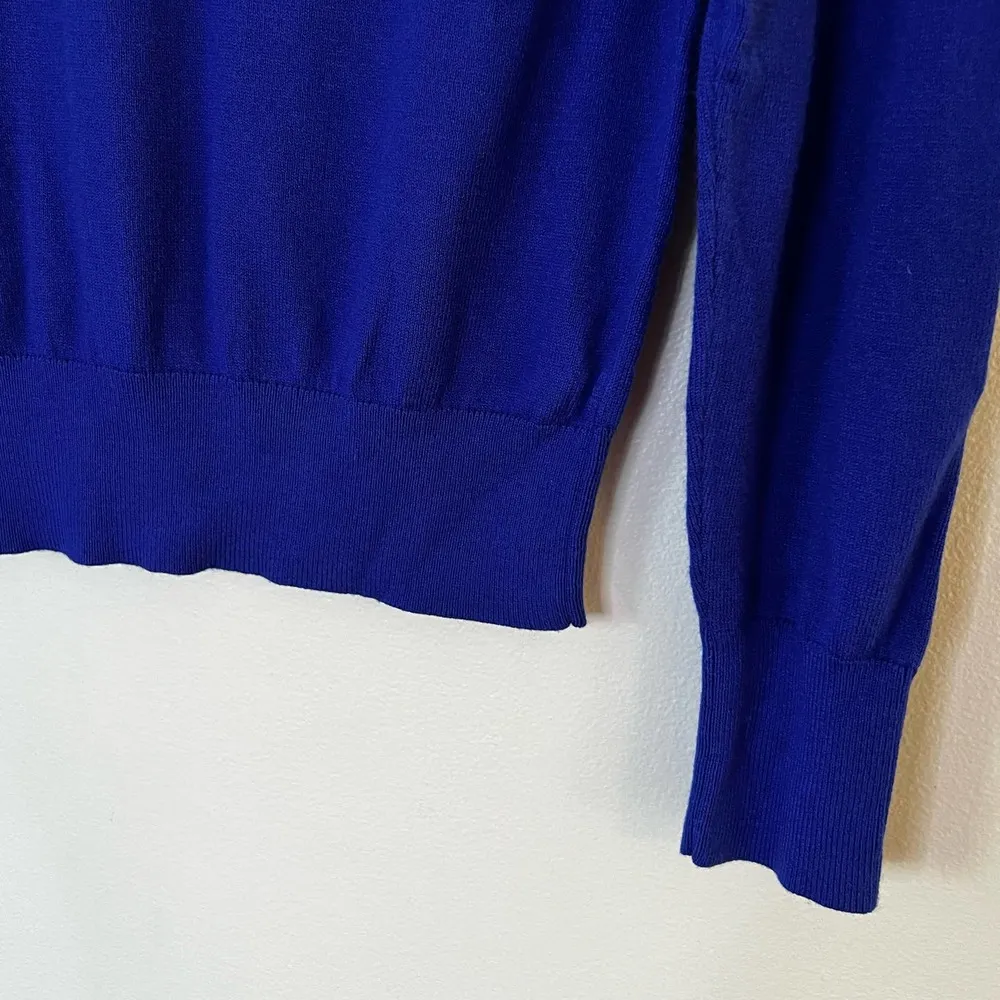 Ann Taylor Bright Blue Crew Neck Viscose Sweater Medium - Image 4