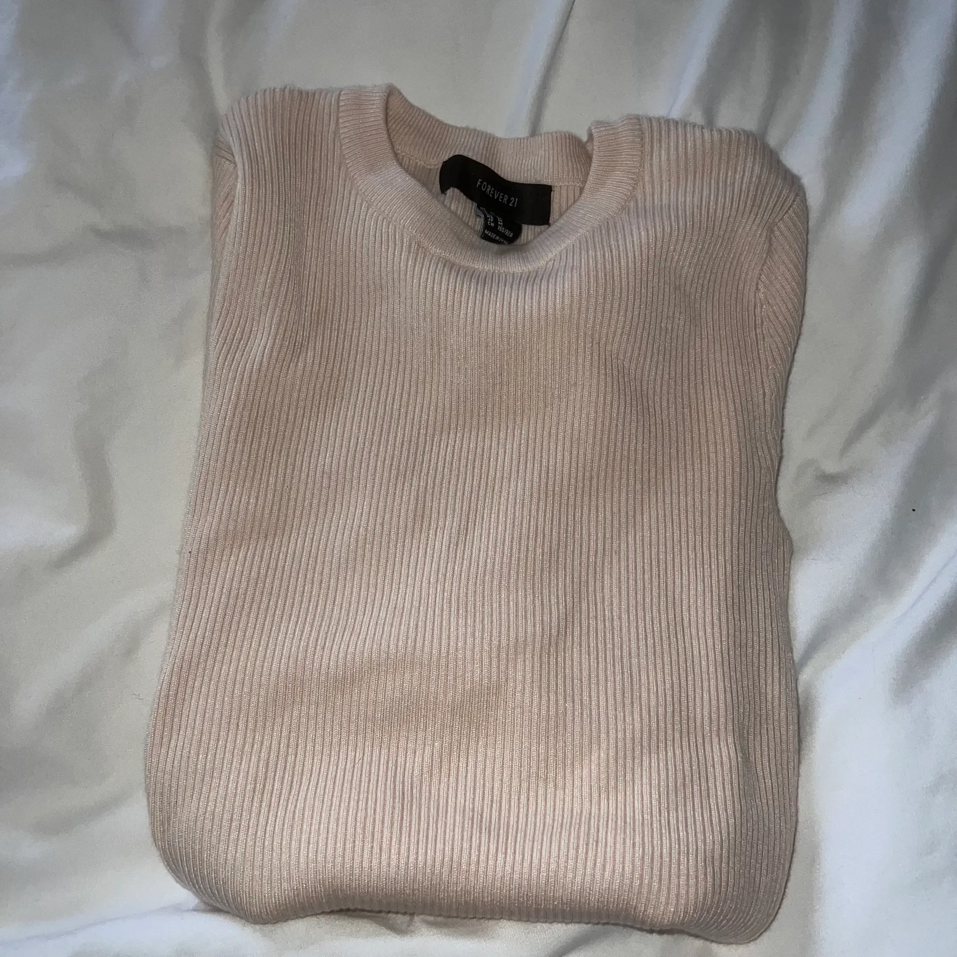 Forever 21 Light Pink Ribbed Cropped Long Sleeve - Image 3