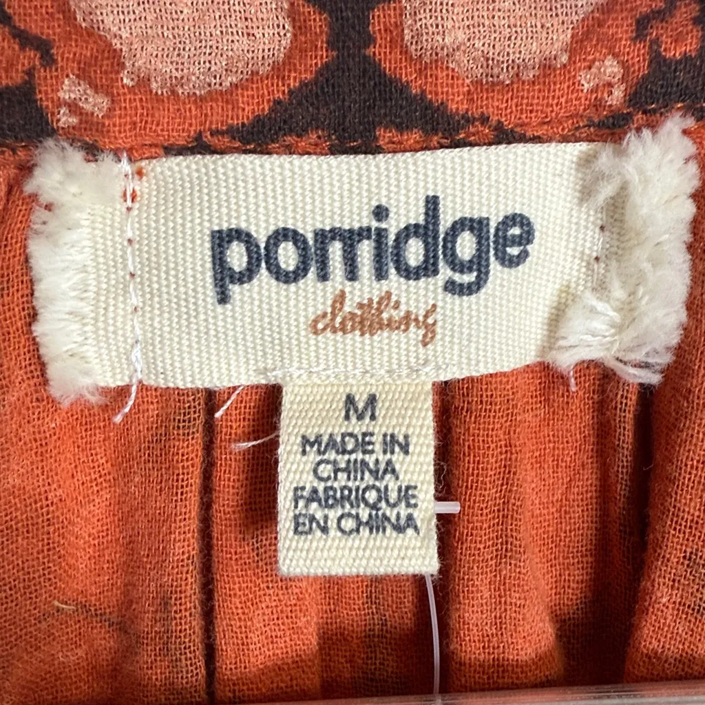 Anthropologie Porridge Peasant Blouse Top Smocked waistband Cuffs Tie W2056 Sz M - Image 4