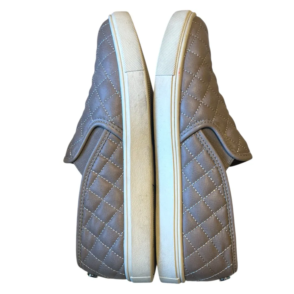 Steve Madden Vegan Leather Quilted Slip-Ons Sneakers Shoes 8.5 Taupe ECENTRCQ - Image 5