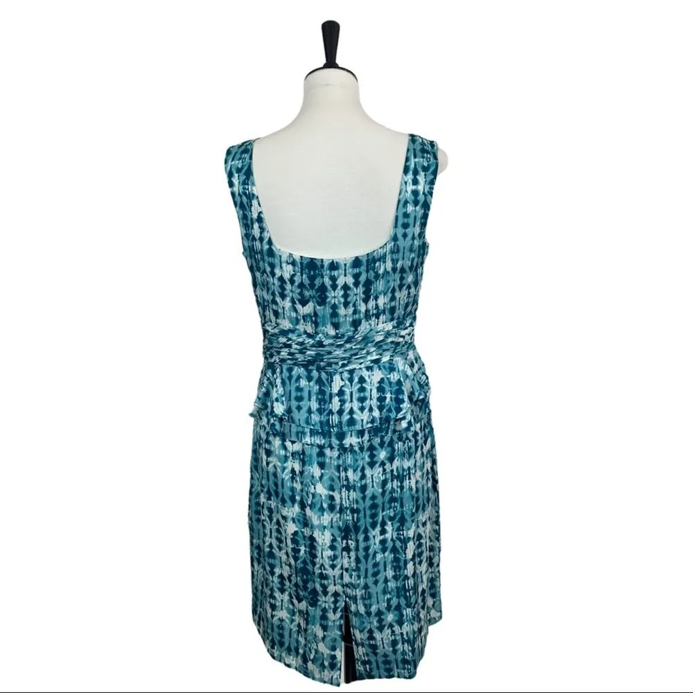 Antonio Melani Women's Dress Silk Peplum Sheath 100% Silk Teal White Size 10 - Image 4