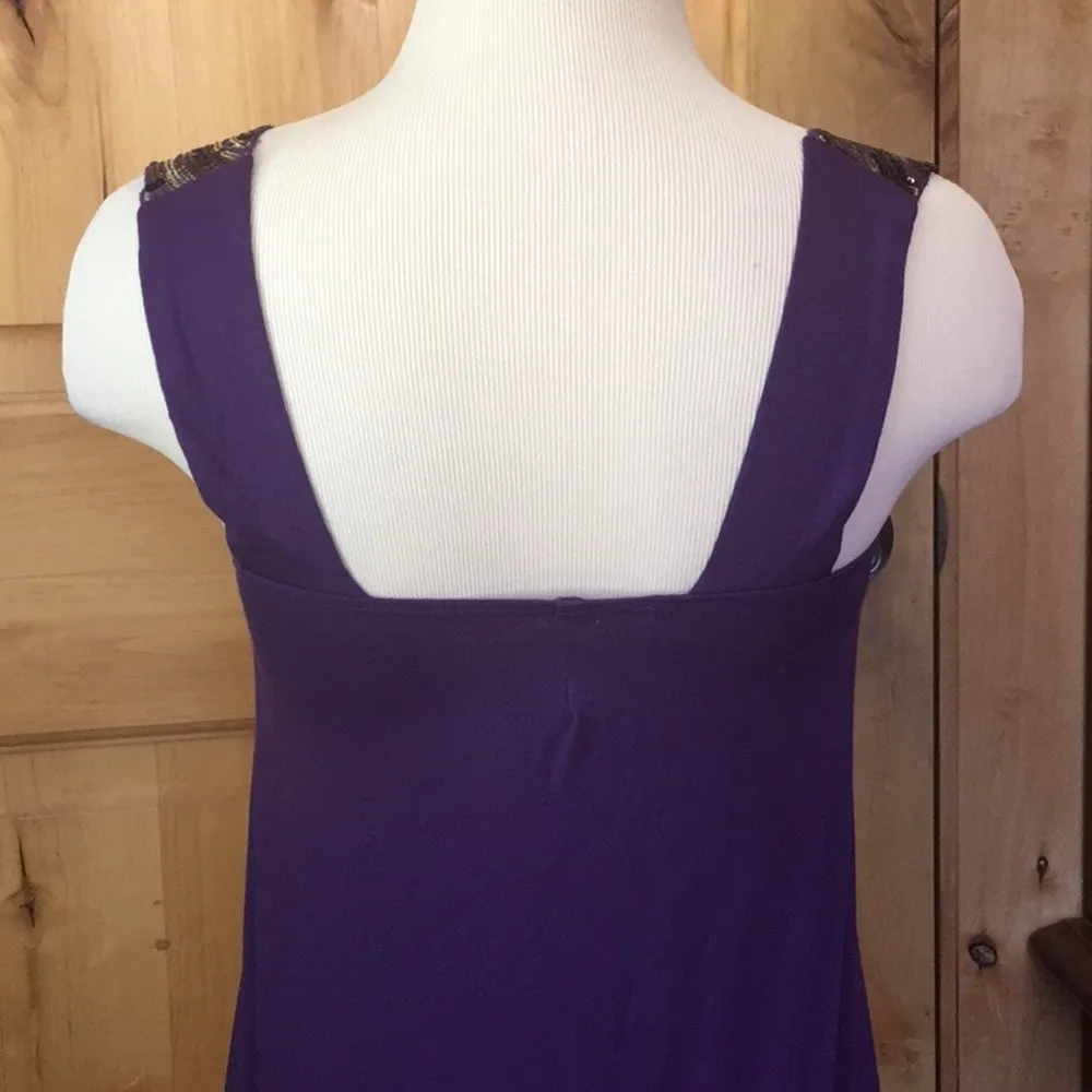 Anthro UO Purple Sequin Strap Tunic Tank EUC S - Image 4