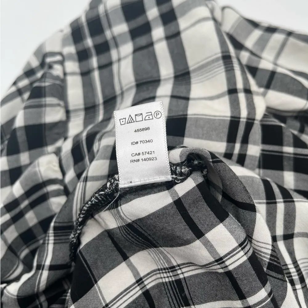 LOFT ANN TAYLOR Top Peplum Plaid Blouson Henley B&W Business Casual Size Small - Image 9