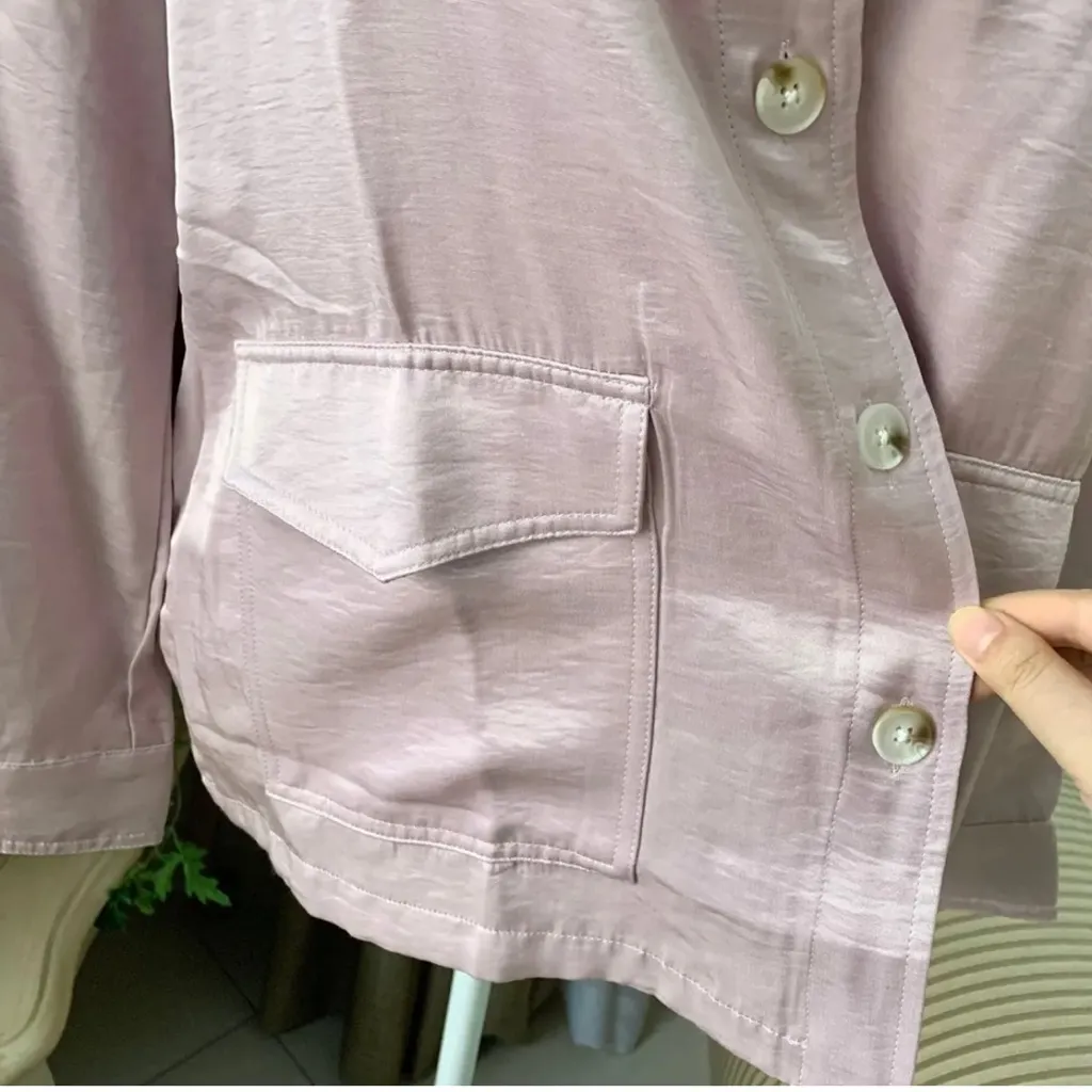 Anthropologie Current Air Clemence Lilac Shimmer Size M Medium Shirt Jacket - Image 5