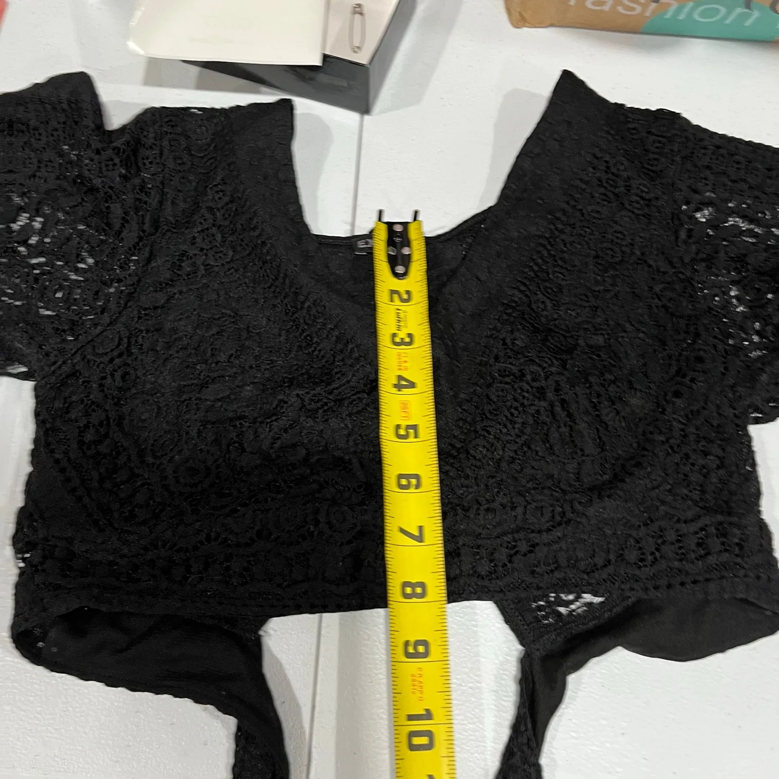 Express Black Crop Lace Whimsygoth Goth Sexy Open Back Top Womens XS Witchy - Image 7