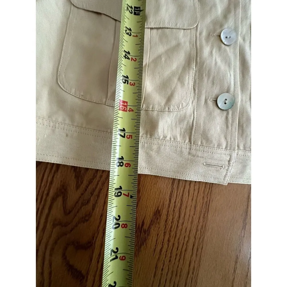 Jones Studio  Womens Beige Button Down Cropped Vest Flap Pockets Size S - Image 5