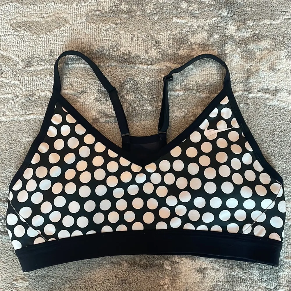 Nike Dri-Fit SoulCycle Black White Polkadot Sports Bra - Image 6