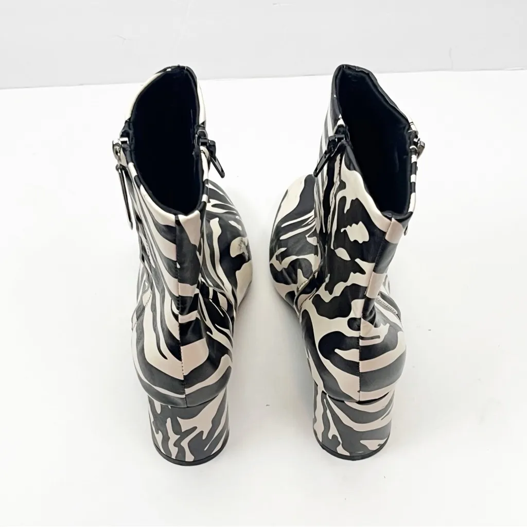 ASOS Designs Faux Leather Zebra Print Side Zip Chunky Heel Chelsea Boots Size 6 - Image 7